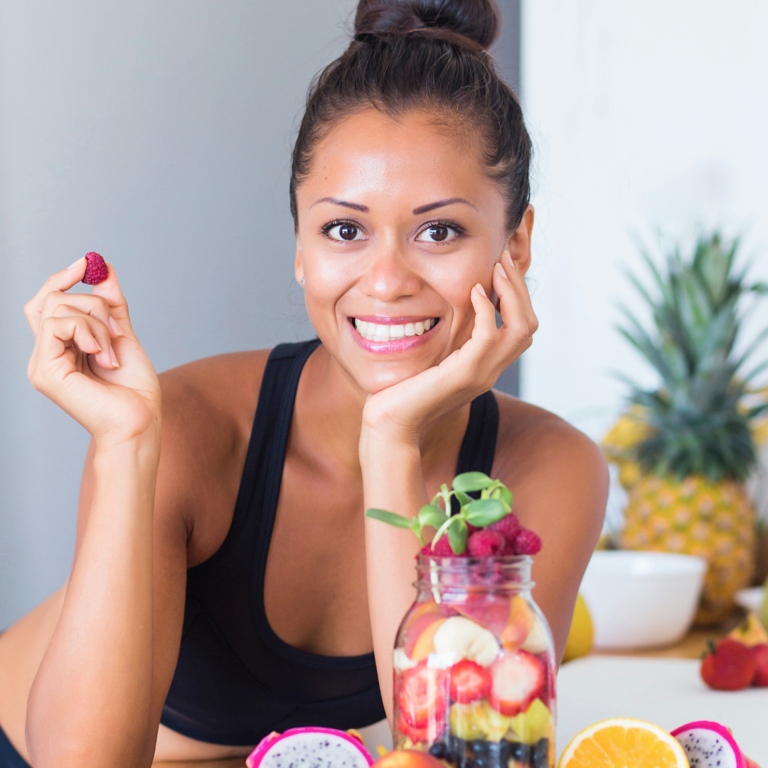 woman eating healthy for gut health