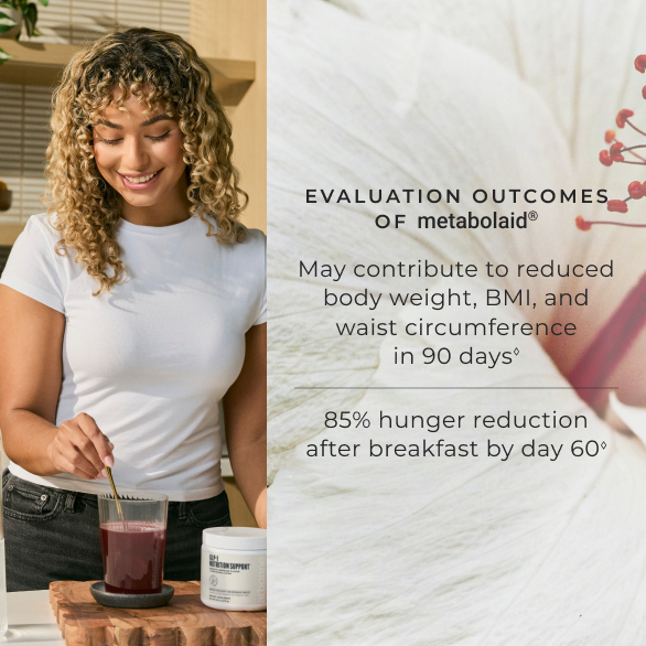 Woman mixing Arbonne's GLP-1 Nutrition Support